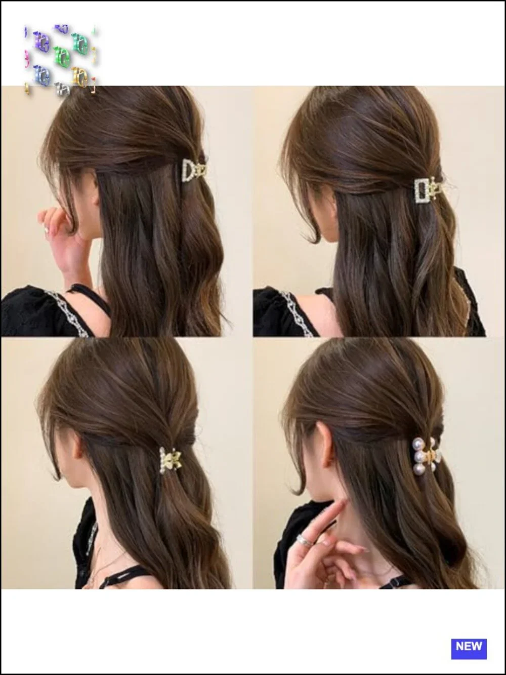8pcs Pearl Claw Clip Hair Clips for Women, Sweet Barrettes, Non-slip Mini Claw